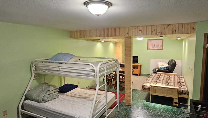 Catlerock campground short term rental basement bedroom
